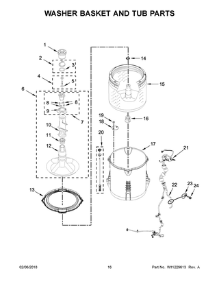 Washer Basket And Tub Parts Diagram and Parts List for 7MWGT4027HW0  Whirlpool Dryer