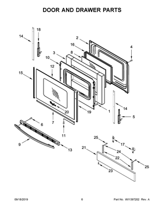 Door And Drawer Parts Diagram and Parts List for WEC310SAGB3  Whirlpool Range