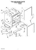 TUB AND FRAME PARTS Diagram and Parts List for KUDX03FTSS1  KitchenAid Dishwasher