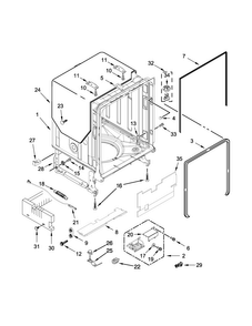 Tub And Frame Parts Diagram and Parts List for KDTM504EPA0  KitchenAid Dishwasher