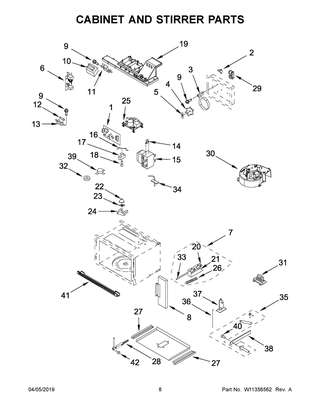 Cabinet And Stirrer Parts Diagram and Parts List for KMBP107EBS02  Whirlpool Microwave