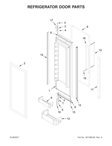 Refrigerator Door Parts Diagram and Parts List for KBFN406ESS01  KitchenAid Refrigerator