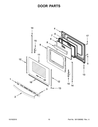 Door Parts Diagram and Parts List for WFG515S0JS0  Whirlpool Range