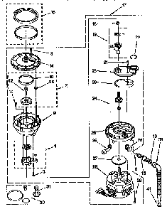 Pump And Motor Diagram and Parts List for KUDI23HBW0  KitchenAid Dishwasher