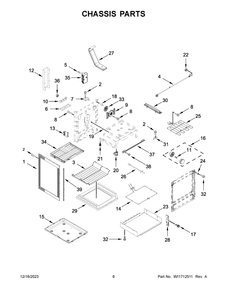 Chassis Parts Diagram and Parts List for YKFEG500EBS8  KitchenAid Range