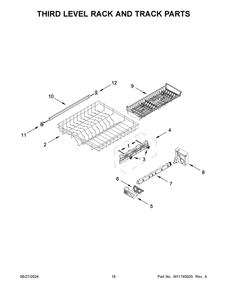 09 - Third Level Rack And Track Parts Diagram and Parts List for BLB14GRANA3  Whirlpool Dishwasher