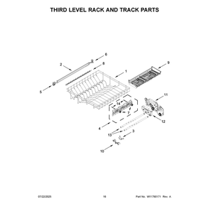 Third Level Rack And Track Parts Diagram and Parts List for KDFS424SBE0  KitchenAid Dishwasher