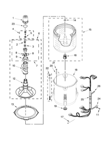 Basket And Tub Parts Diagram and Parts List for 7MWTW1899BQ0  Whirlpool Washer
