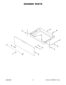 Drawer Parts Diagram and Parts List for KSEG700ESS7  KitchenAid Range