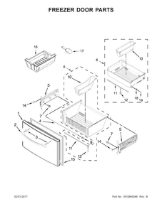 Freezer Door Parts Diagram and Parts List for WRF767SDEM01  Whirlpool Refrigerator