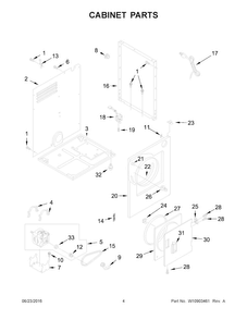 Cabinet Parts Diagram and Parts List for 11084422610  Kenmore Dryer