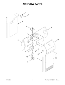 08 - Air Flow Parts Diagram and Parts List for WRS315SNHM09  Whirlpool Refrigerator
