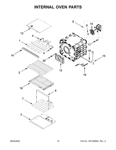 Internal Oven Parts Diagram and Parts List for KODE507EBL05  Whirlpool Microwave Oven Combo