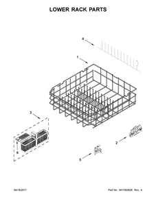 Lower Rack Parts Diagram and Parts List for KDTE204EPA4  KitchenAid Dishwasher