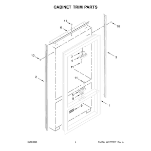 Cabinet Trim Parts Diagram and Parts List for KBFN536SJP00  KitchenAid Refrigerator