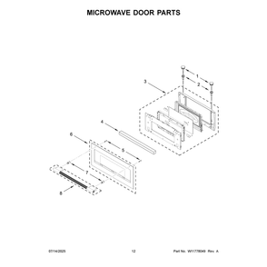 Microwave Door Parts Diagram and Parts List for KOEC730SPS00  KitchenAid Microwave