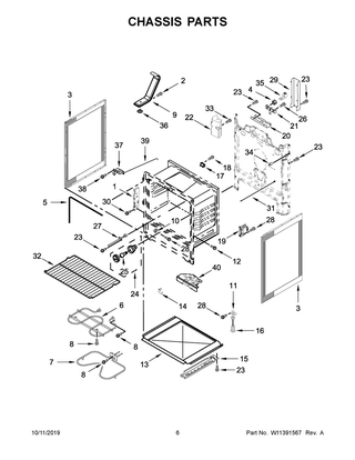Chassis Parts Diagram and Parts List for WFE525S0JT0  Whirlpool Range