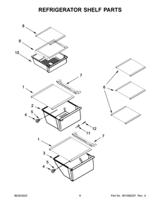Refrigerator Shelf Parts Diagram and Parts List for WRS321SDHZ11  Whirlpool Refrigerator