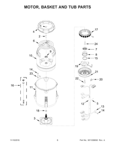 Motor, Basket And Tub Parts Diagram and Parts List for WTW8000DW2  Whirlpool Washer