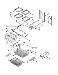 Shelf Parts Diagram and Parts List for 59669969013  Kenmore Refrigerator