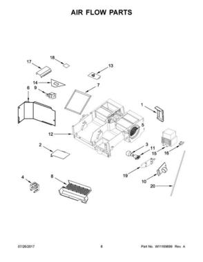 05 - Air Flow Parts Diagram and Parts List for WMH53520CE5  Whirlpool Microwave Oven Combo
