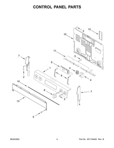 03 - Control Panel Parts Diagram and Parts List for MFES6030RW0  Whirlpool Range