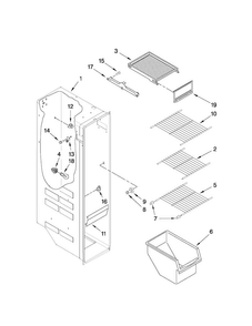 Freezer Liner Parts Diagram and Parts List for 10651103111  Kenmore Refrigerator