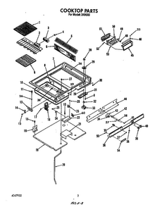 Cook Top Diagram and Parts List for 2496*0A  Roper Range