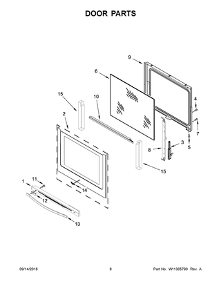 Door Parts Diagram and Parts List for WFE745H0FS2  Whirlpool Range
