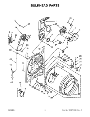 04 - BULKHEAD PARTS Diagram and Parts List for YWED7300DW0  Whirlpool Dryer
