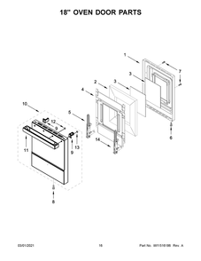 18 Inch Oven Door Parts Diagram and Parts List for JDRP548HM01  Whirlpool Range