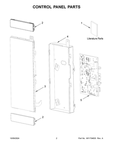 02 - Control Panel Parts Diagram and Parts List for YKMMF530PPS00  Whirlpool Microwave
