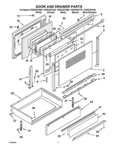 Door And Drawer Parts Diagram and Parts List for YKERC507HA0  Whirlpool Range