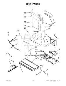 Unit Parts Diagram and Parts List for KRFF305EBS00  KitchenAid Refrigerator