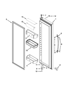 Refrigerator Door Parts Diagram and Parts List for WRS537SIAM01  Whirlpool Refrigerator