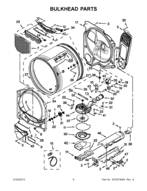 03 - BULKHEAD PARTS Diagram and Parts List for YMEDB750YW2  Whirlpool Dryer