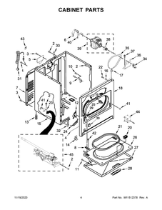 Cabinet Parts Diagram and Parts List for 4GWGD4815FW1  Whirlpool Dryer