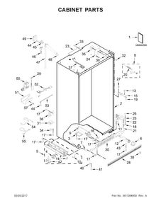 Cabinet Parts Diagram and Parts List for KBSN602EPA01  KitchenAid Refrigerator