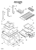 SHELF PARTS Diagram and Parts List for 5GR9SHKXLQ01  Whirlpool Refrigerator