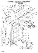 CONTROLS AND REAR PANEL PARTS Diagram and Parts List for 3XLBR8543JQ1  Whirlpool Washer