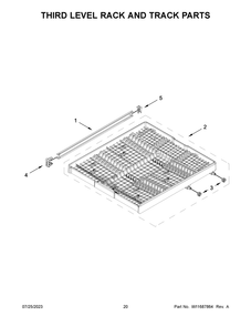 Third Level Rack And Track Parts Diagram and Parts List for WDT730HAMZ1  Whirlpool Dishwasher