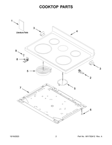 Cooktop Parts Diagram and Parts List for WFE525S0JW4  Whirlpool Range