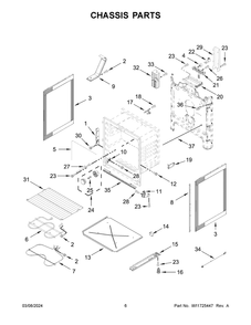 Chassis Parts Diagram and Parts List for YWFES3330RZ0  Whirlpool Range