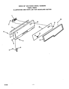 Backguard Diagram and Parts List for F6507*0  Roper Range