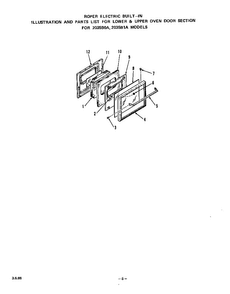 Door Diagram and Parts List for 2035B1A  Roper Range
