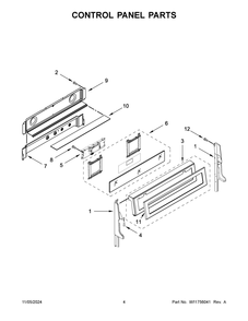 03 - Control Panel Parts Diagram and Parts List for KFGD500EWH11  Whirlpool Range
