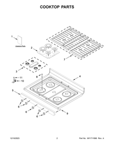 Cooktop Parts Diagram and Parts List for WFG535S0LS5  Whirlpool Range