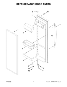 06 - Refrigerator Door Parts Diagram and Parts List for WRS315SNHW09  Whirlpool Refrigerator