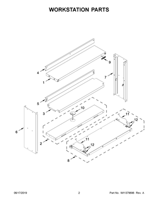 Workstation Parts Diagram and Parts List for GAFS42KDJSG00  Whirlpool Cabinet