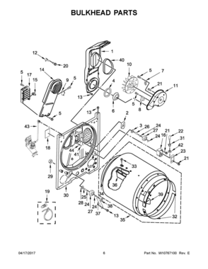 04 - BULKHEAD PARTS Diagram and Parts List for YMEDB755DW0  Whirlpool Dryer